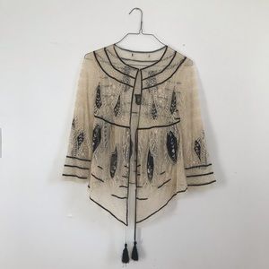 delicate sheer lacy cardigan with tassels